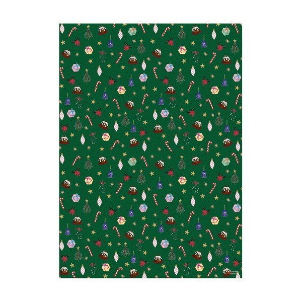 Christmas Fun 5 ív zöld csomagolópapír, 50 x 70 cm - eleanor stuart-image-1