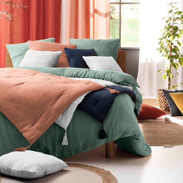 Világoszöld kétszemélyes-hosszabbított muszlin ágyneműhuzat 240x260 cm Angelia – douceur d'intérieur-image-2