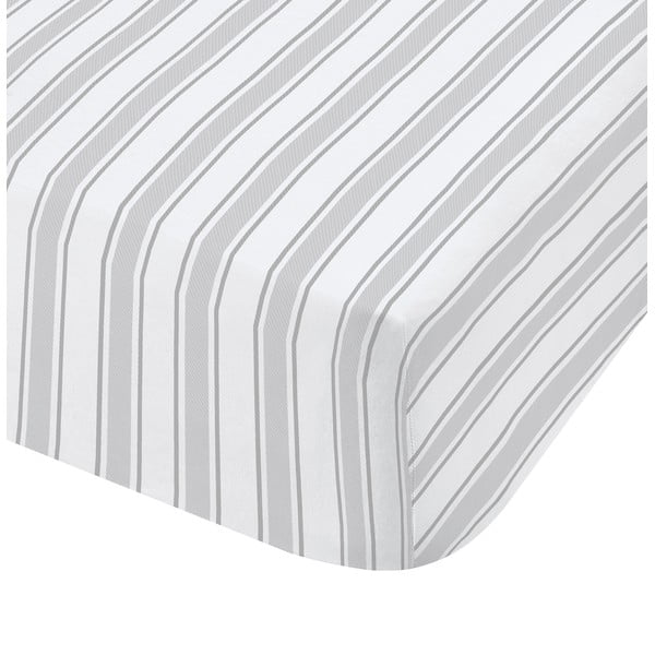Check And Stripe szürke-fehér pamut ágyneműhuzat, 90 x 190 cm - Bianca
