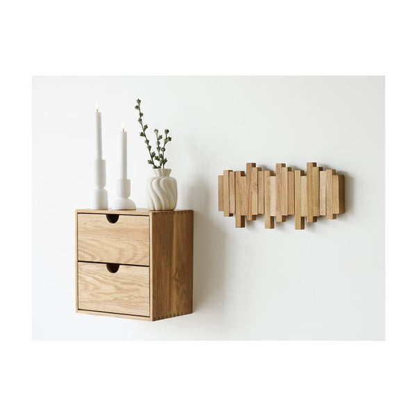 Natúr színű tölgyfa fali fogas 3 cm Caltra – House Nordic-image-2