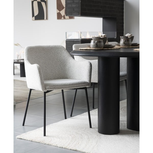 Fehér kárpitozott karfás étkezőfotel Melilla – House Nordic-image-1