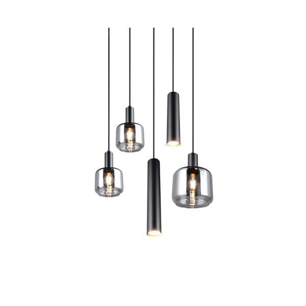 Fekete függőlámpa fém-üveg búrával ø 40 cm Mataro – Trio-image-3