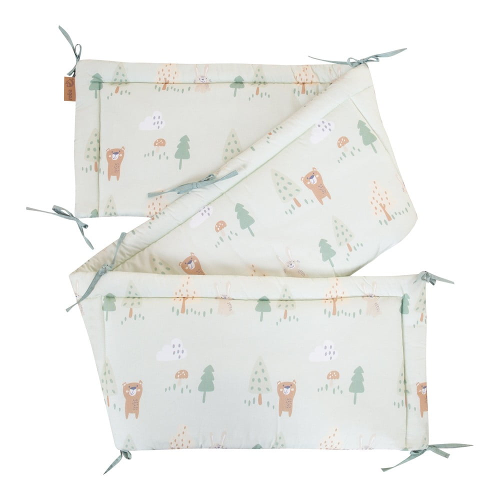 Világoszöld pamut rácsvédő 170 cm Woodland Buddies  Roba