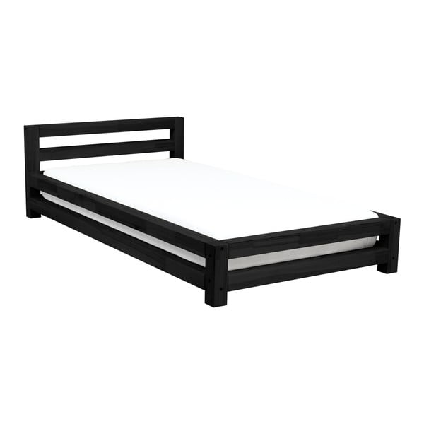Single fekete egyszemélyes fenyő ágy, 80 x 180 cm - Benlemi