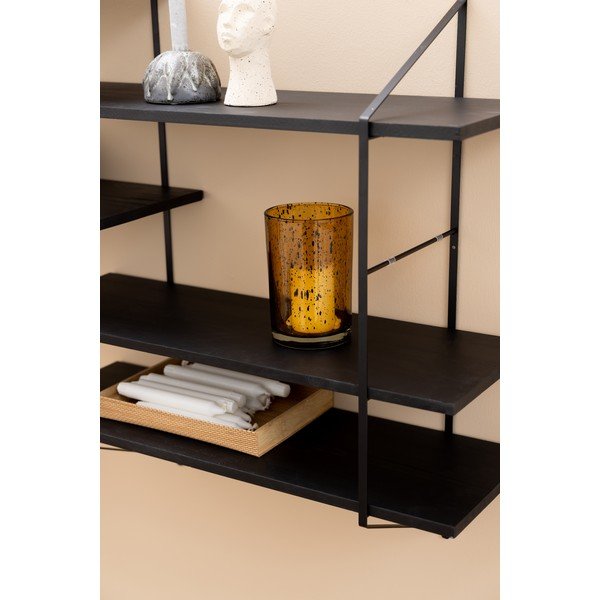 Fekete többszintes paulownia fali polc 196 cm Belfast – Actona-image-3