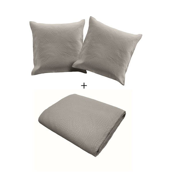 Szürke mikroszálas steppelt ágytakaró és párnahuzat szett 240x220 cm Romane – douceur d'intérieur-image-2