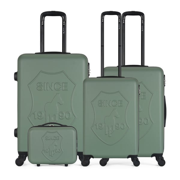Valises Vanity 4 db-os zöld gurulós bőrönd szett - GENTLEMAN FARMER