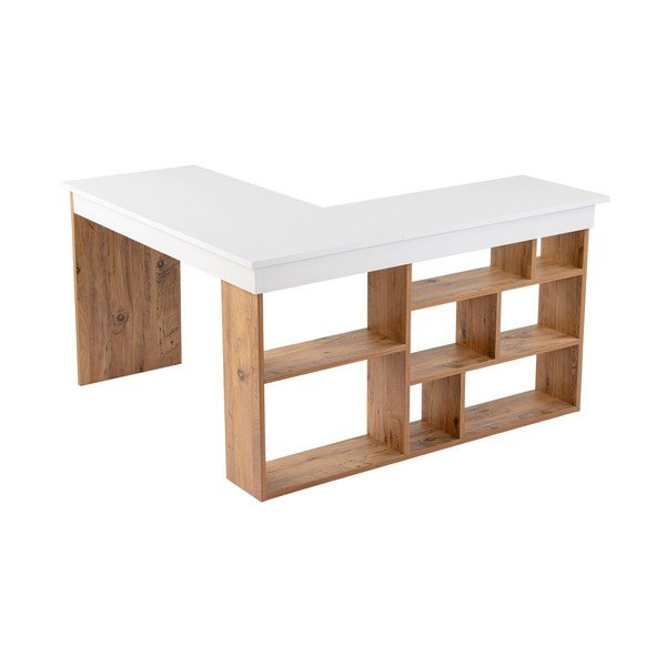 Íróasztal borovi fenyő dekorral 120x130 cm Vesper – Kalune Design