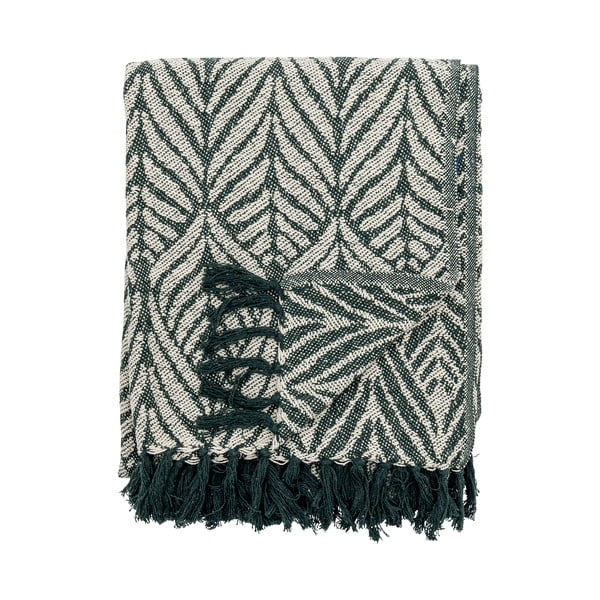 Zöld-bézs újrahasznosított pamut takaró 130x160 cm Ugento – Bloomingville-image-4