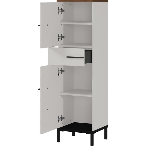 Szürkésbézs fürdőszoba szekrény diófa dekorral 34x123 cm Yonkers - Germania-image-2