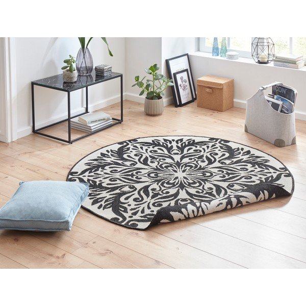 Madrid fekete-krémszínű kültéri szőnyeg, ⌀ 200 cm - NORTHRUGS-image-1
