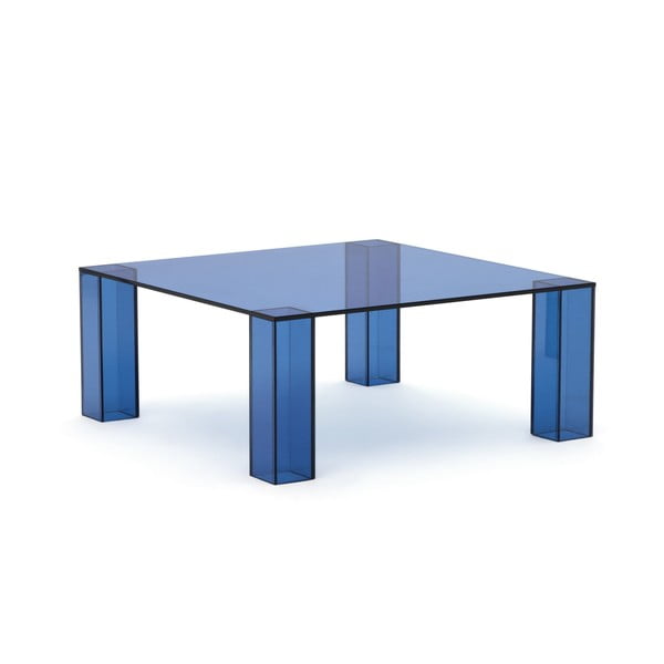 Kék üveg dohányzóasztal 85x85 cm Adularia – Kave Home