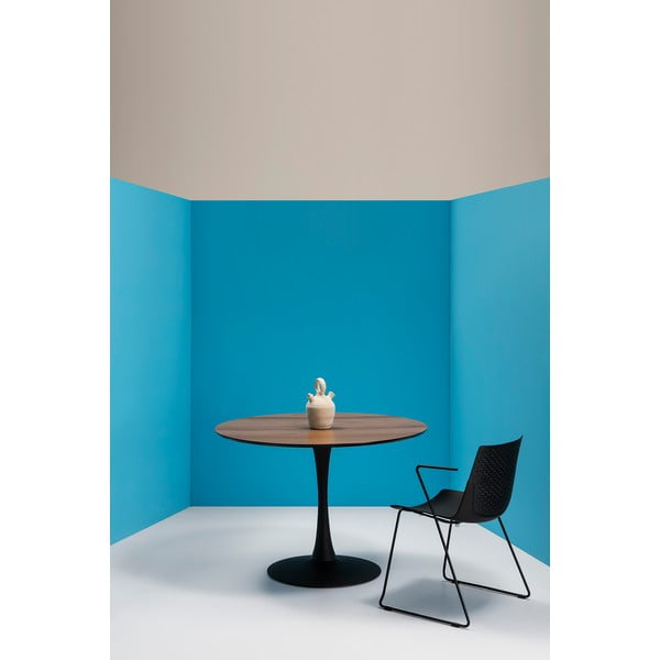 Oda kerek étkezőasztal diófamintás asztallappal, ⌀ 110 cm - Marckeric-image-1