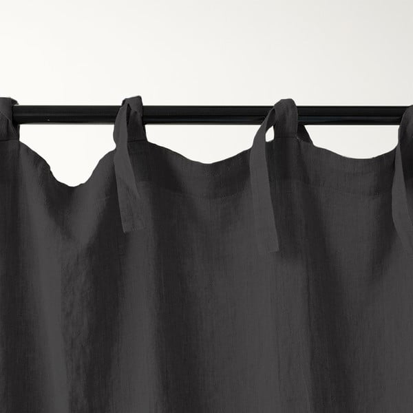 Night Time sötétszürke középen elhúzható vászonfüggöny, 250 x 140 cm - Linen Tales-image-2