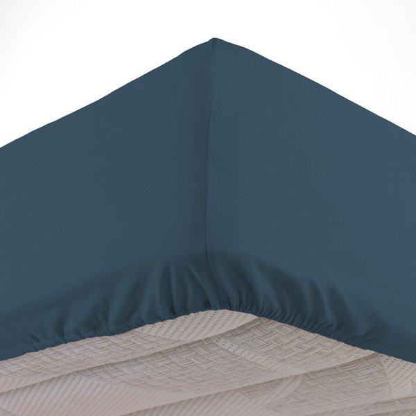 Sötétkék gumis pamut lepedő 160x200 cm Lina – douceur d'intérieur-image-2