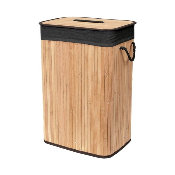 Fekete-natúr színű bambusz szennyeskosár 78 l Bamboo – Compactor