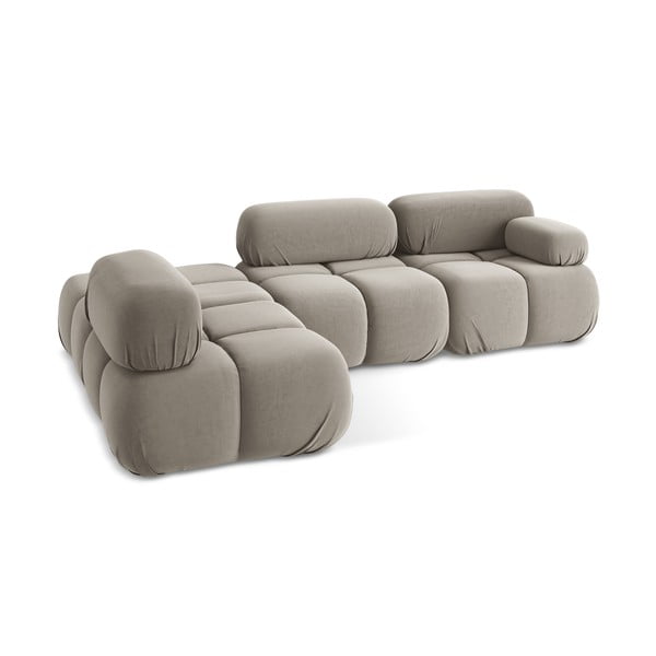 Bézs bársony moduláris sarokkanapé (bal oldali) Lokua – Makamii-image-4