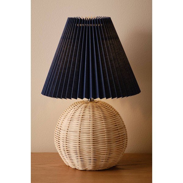 Kék-natúr színű rattan asztali lámpa (magasság 36 cm) Sisal – Jotex-image-1