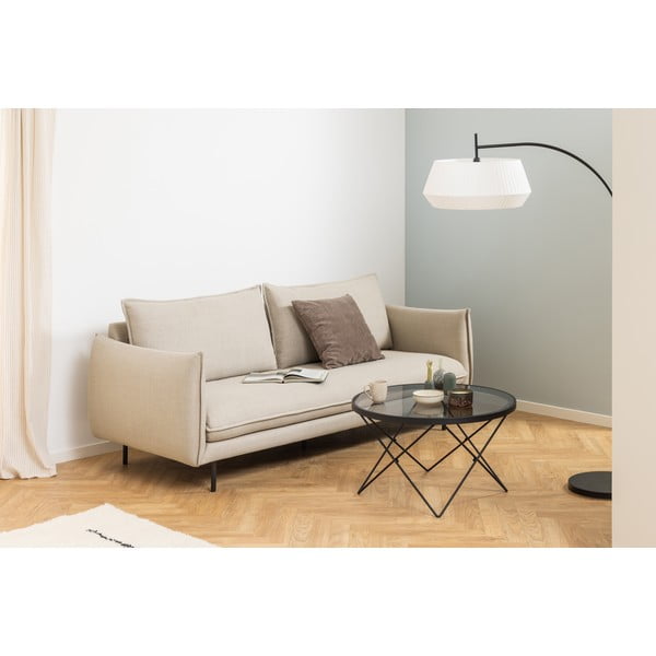 Fekete dohányzóasztal üveg asztallappal ø 80 cm Cuxton – Actona-image-3