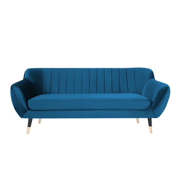 Benito kék kanapé fekete lábakkal, 188 cm - Mazzini Sofas