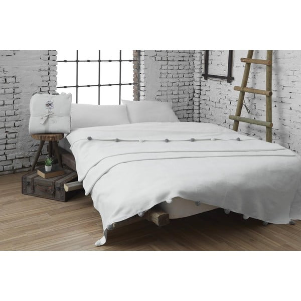 Krémszínű fleece ágytakaró 150x200 cm Pom Pom – Mijolnir-image-1