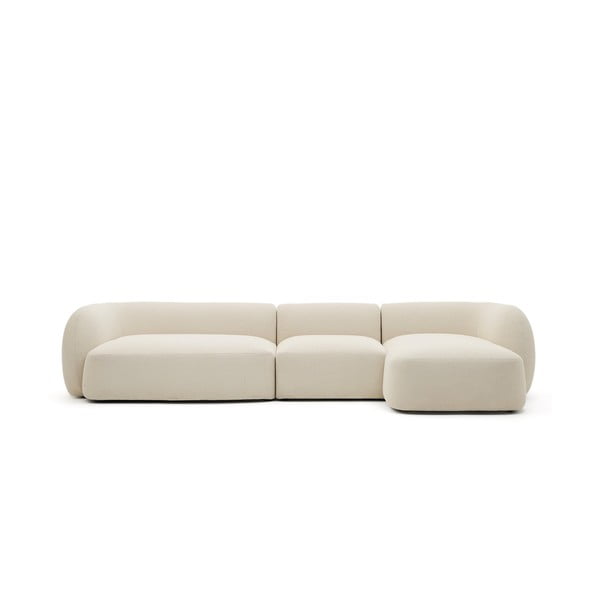 Krémszínű zsenília sarokkanapé (jobb oldali-heverő résszel) Martina – Kave Home