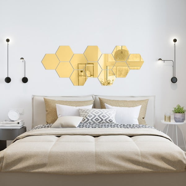 Falmatrica szett 12 db-os 17x20 cm Hexagons Gold – Ambiance-image-1