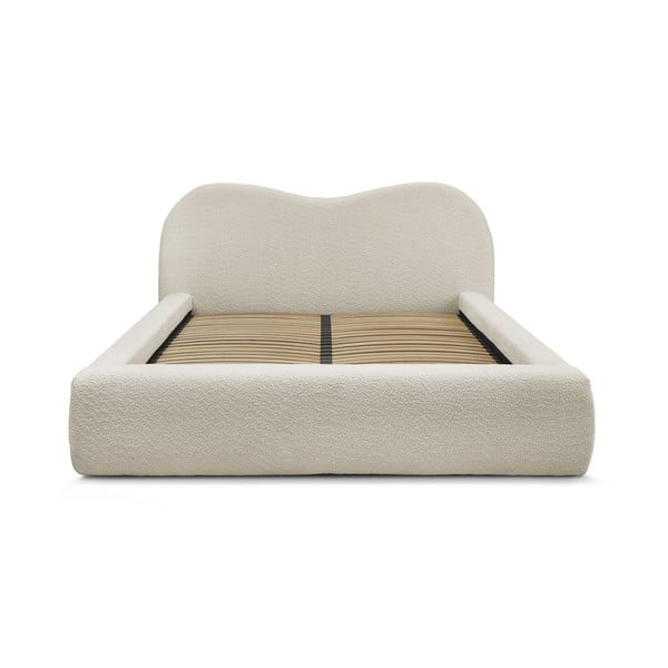 Bézs kárpitozott ágyneműtartós franciaágy ágyráccsal 180x200 cm Orlane – Bobochic Paris-image-4