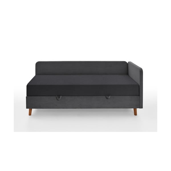 Sötétszürke kárpitozott egyszemélyes ágy tárolóhellyel 90x200 cm Cabana – Meise Möbel-image-3