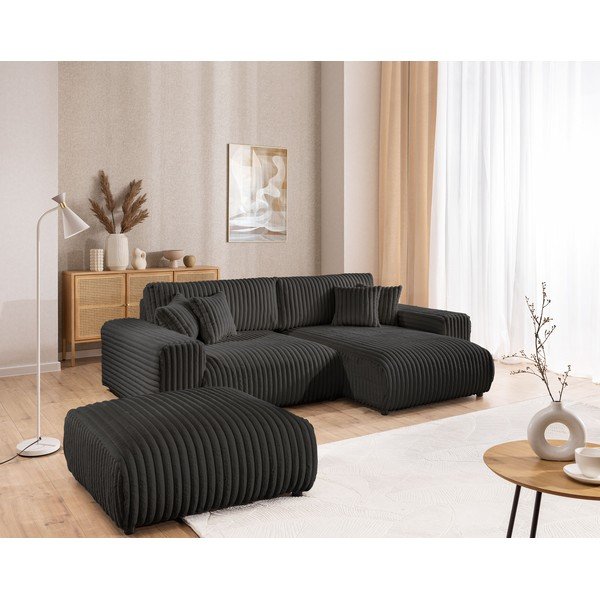 Sötétszürke kordbársony lábtartó Justin – Ropez-image-3