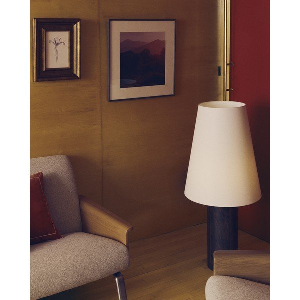 Fehér-sötét natúr színű állólámpa textil búrával (magasság 110 cm) Marga – Kave Home-image-3