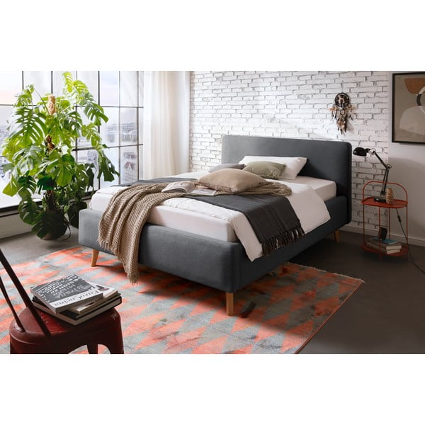 Antracitszürke kárpitozott egyszemélyes ágy ágyrács nélkül 120x200 cm Mattis – Meise Möbel-image-1