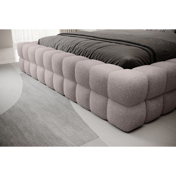 Világos rózsaszín kárpitozott ágyneműtartós franciaágy ágyráccsal 160x200 cm Dizzle – ELTAP-image-3