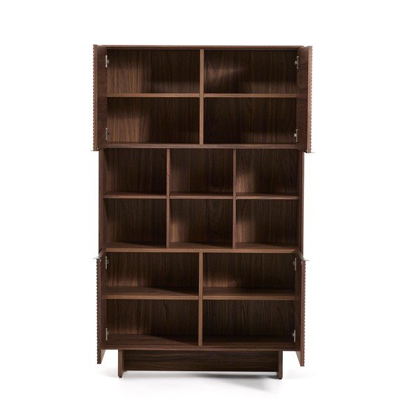 Sötétbarna szekrény diófa dekorral 100x163x40 cm Norlen – Kave Home-image-2