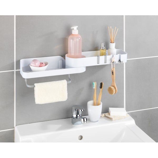 Fehér öntapadós műanyag fürdőszobai sarok polc - Maximex-image-1