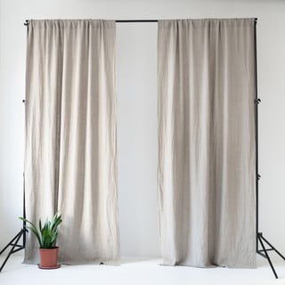 Night Time középen elhúzható bézs vászonfüggöny, 275 x 140 cm - Linen Tales
