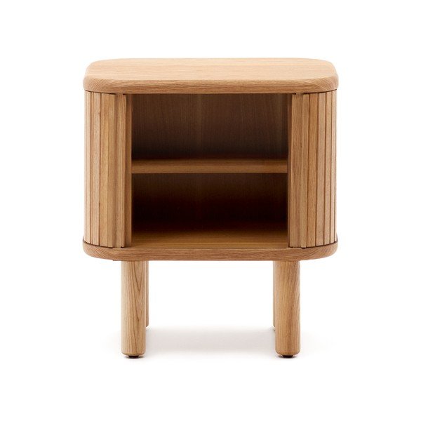 Natúr színű éjjeliszekrény kőrisfa dekorral Mailen – Kave Home-image-4