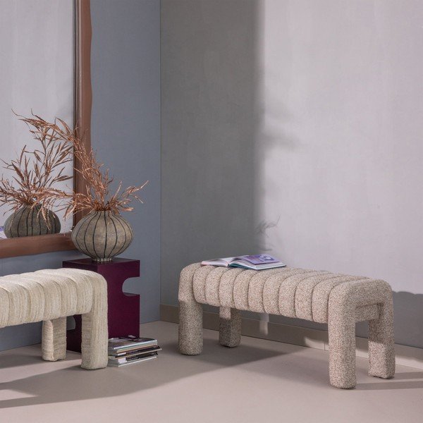 Világosbarna buklé párnázott pad Frex – WOOOD-image-3