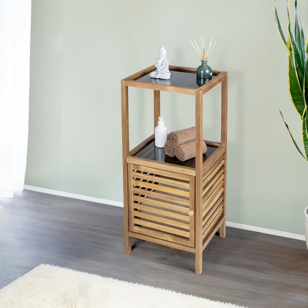 Fekete-natúr színű akácfa alacsony-keskeny fürdőszoba szekrény 39,5x86 cm Fondi – Wenko-image-1