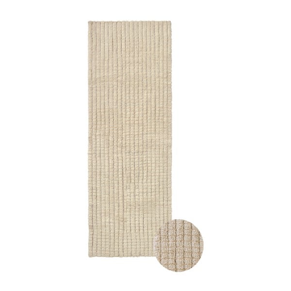 Bézs mosható-kézi szövésű gyapjú futószőnyeg 80x230 cm Unexpected Wool – Lorena Canals