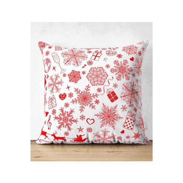 Red Snowflakes 4 db karácsonyi párnahuzat és asztali futó szett - Minimalist Cushion Covers-image-4