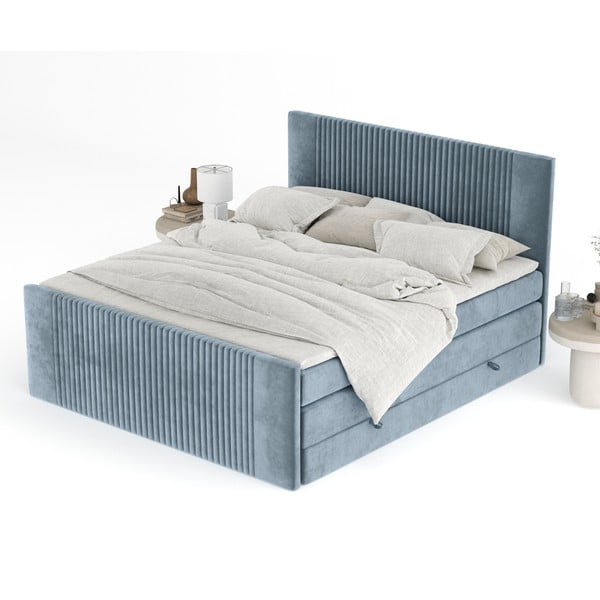 Kék ágyneműtartós boxspring ágy 180x200 cm Bergamo – Maison de Rêve-image-3