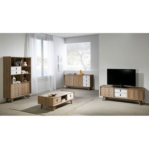 Java barna-fehér TV-állvány - Marckeric-image-1