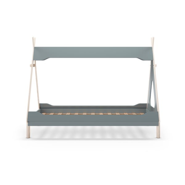 Petróleumkék házikó alakú borovi fenyő gyerekágy 90x190 cm Nora – Marckeric-image-3