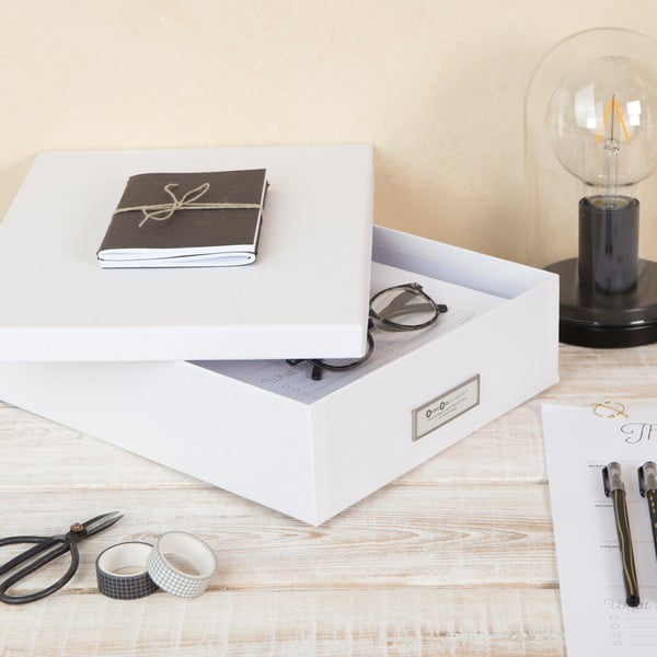 Oskar fehér irattartó doboz címkével, A4 - Bigso Box of Sweden-image-1