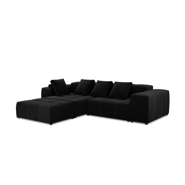 Fekete bársony sarokkanapé (variálható) Rome Velvet - Cosmopolitan Design-image-2