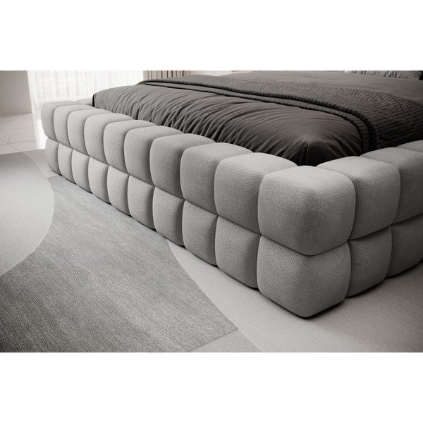 Szürke kárpitozott ágyneműtartós franciaágy ágyráccsal 140x200 cm Dizzle – ELTAP-image-3