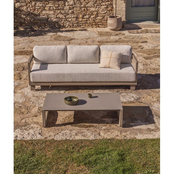 Bézs-szürkésbarna alumínium háromszemélyes kerti lounge szett Nerano – Kave Home-image-1