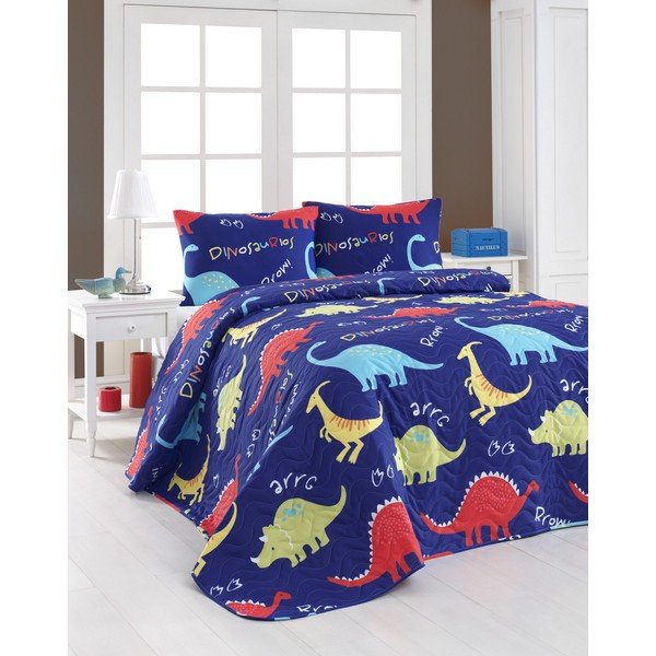 Dinazorus Blue steppelt ágytakaró és 2 db párnahuzat, 200 x 220 cm - Eponj Home