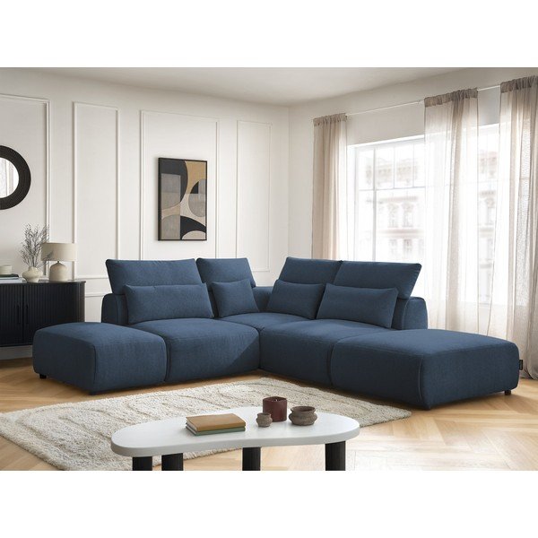 Kék állítható moduláris sarokkanapé Jana – Bobochic Paris-image-3
